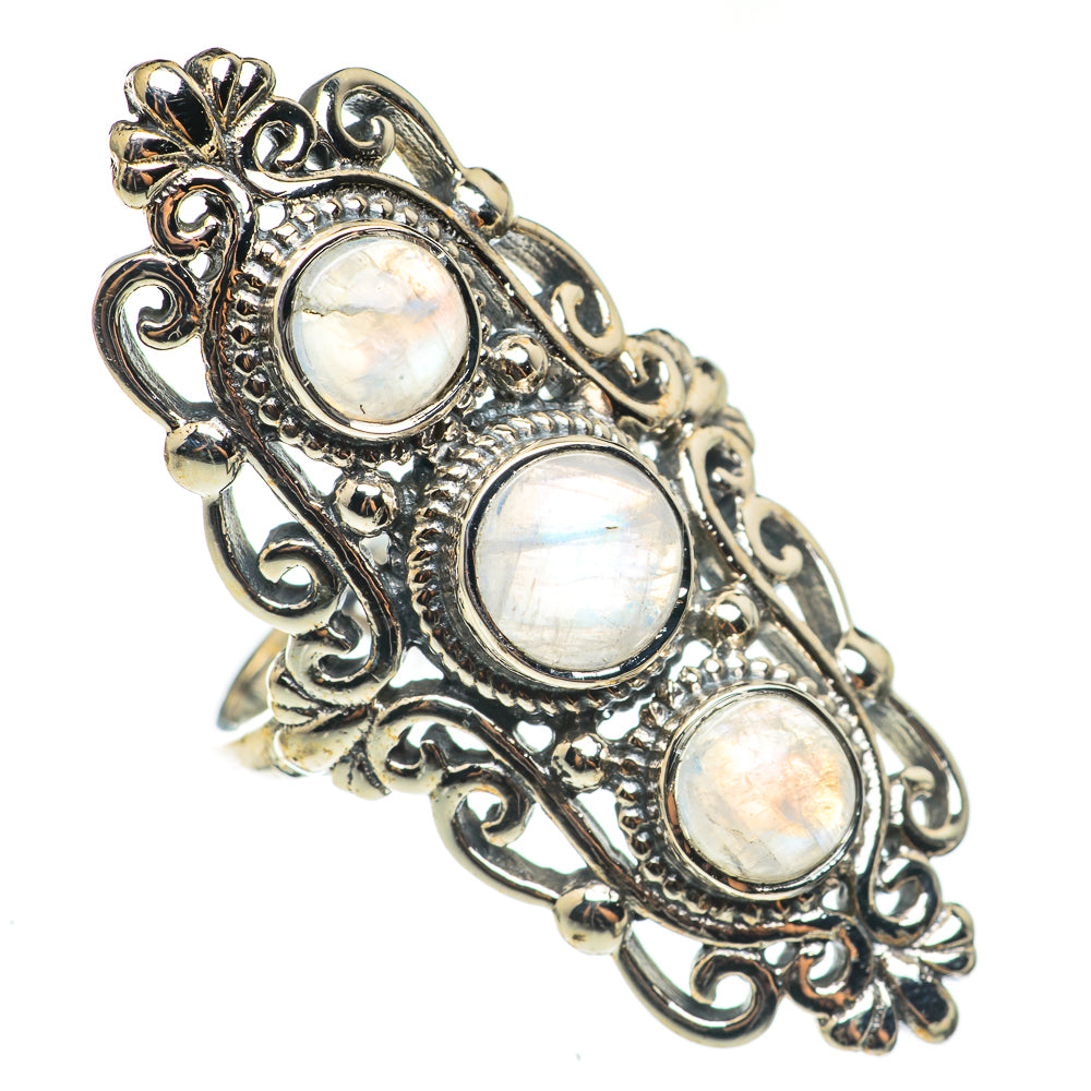 Rainbow Moonstone Rings handcrafted by Ana Silver Co - RING68645