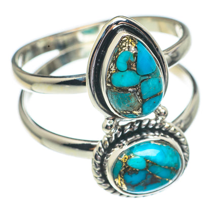 Blue Copper Composite Turquoise Rings handcrafted by Ana Silver Co - RING68677