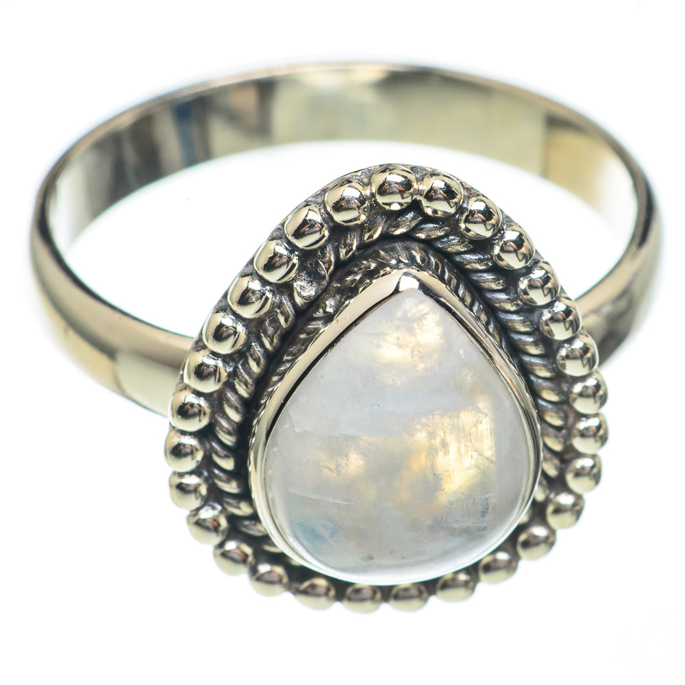 Rainbow Moonstone Rings handcrafted by Ana Silver Co - RING68706
