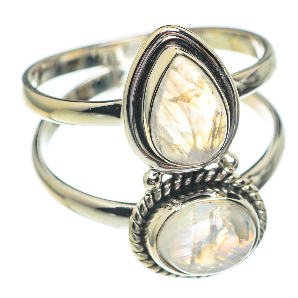 Rainbow Moonstone Rings handcrafted by Ana Silver Co - RING68742