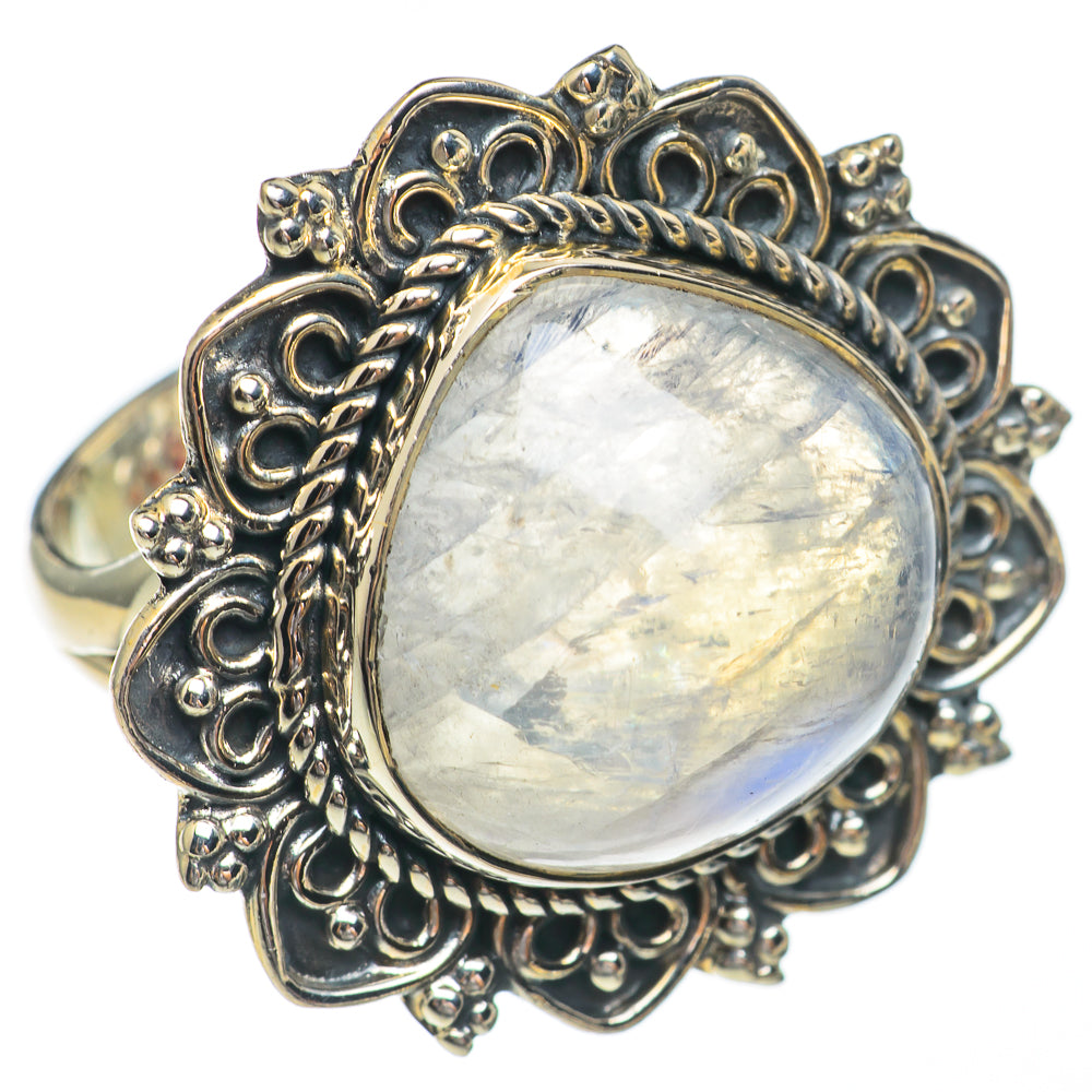 Rainbow Moonstone Rings handcrafted by Ana Silver Co - RING68774