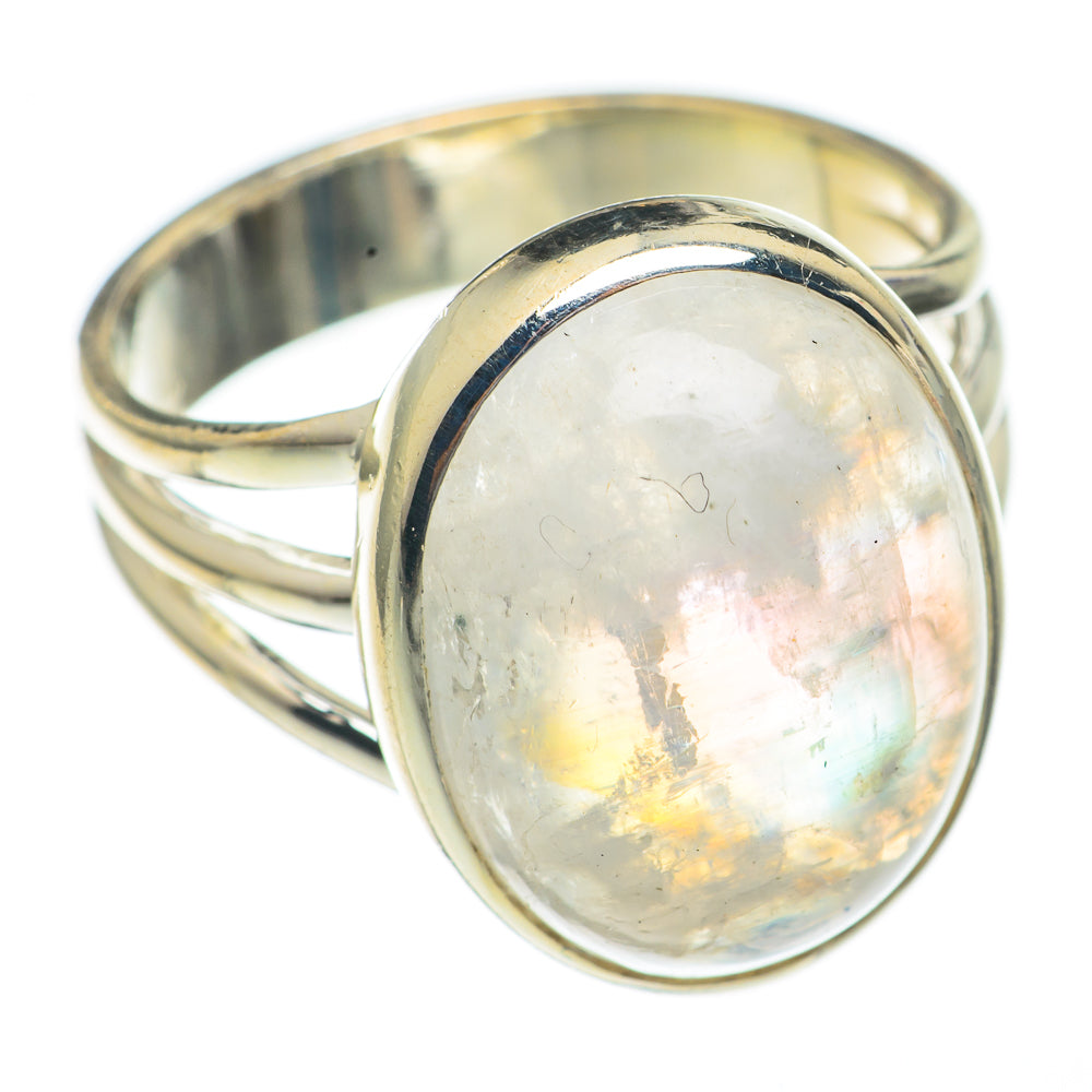 Rainbow Moonstone Rings handcrafted by Ana Silver Co - RING68802