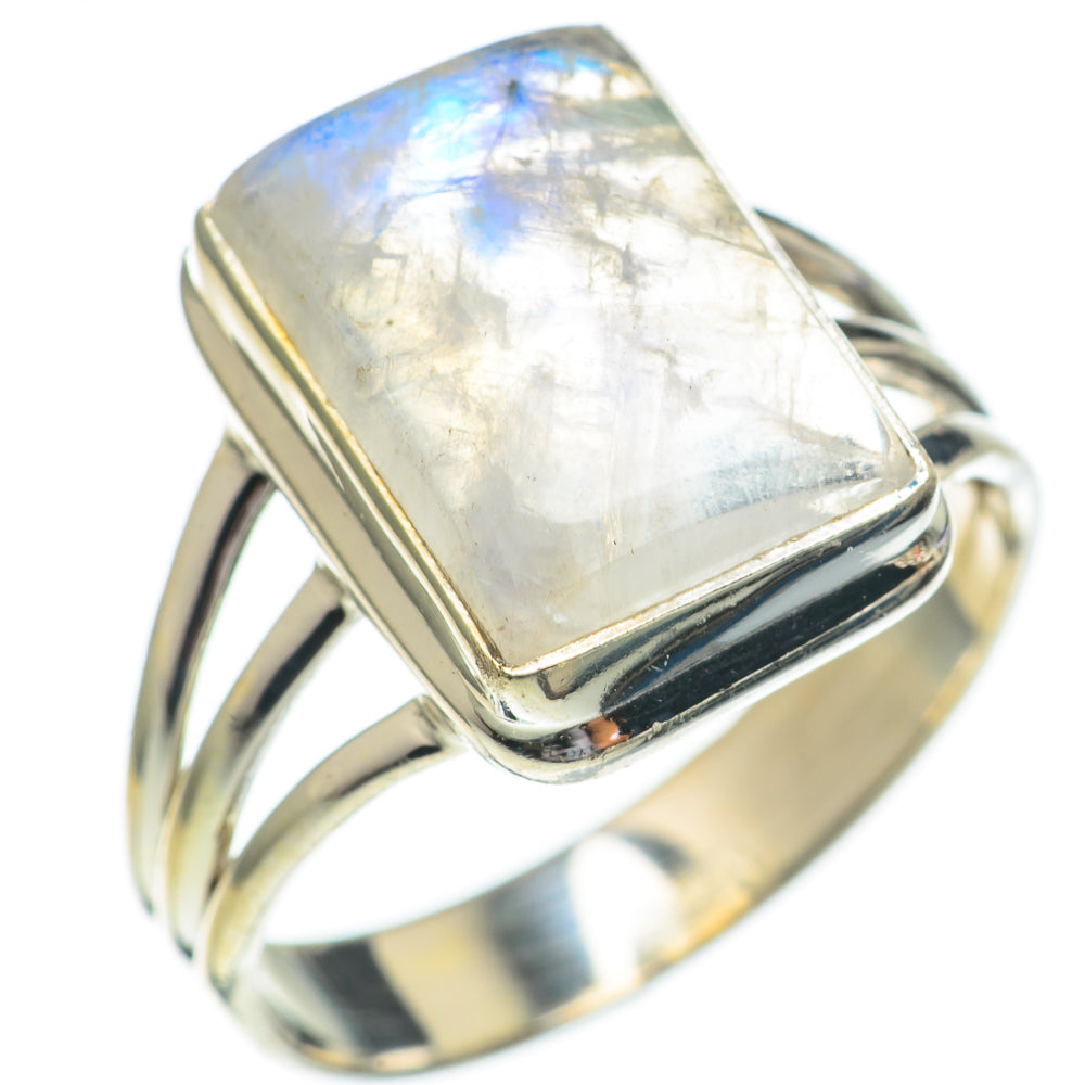 Rainbow Moonstone Rings handcrafted by Ana Silver Co - RING68803