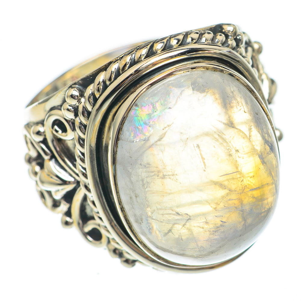 Rainbow Moonstone Rings handcrafted by Ana Silver Co - RING68807