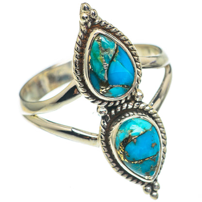 Blue Copper Composite Turquoise Rings handcrafted by Ana Silver Co - RING68810