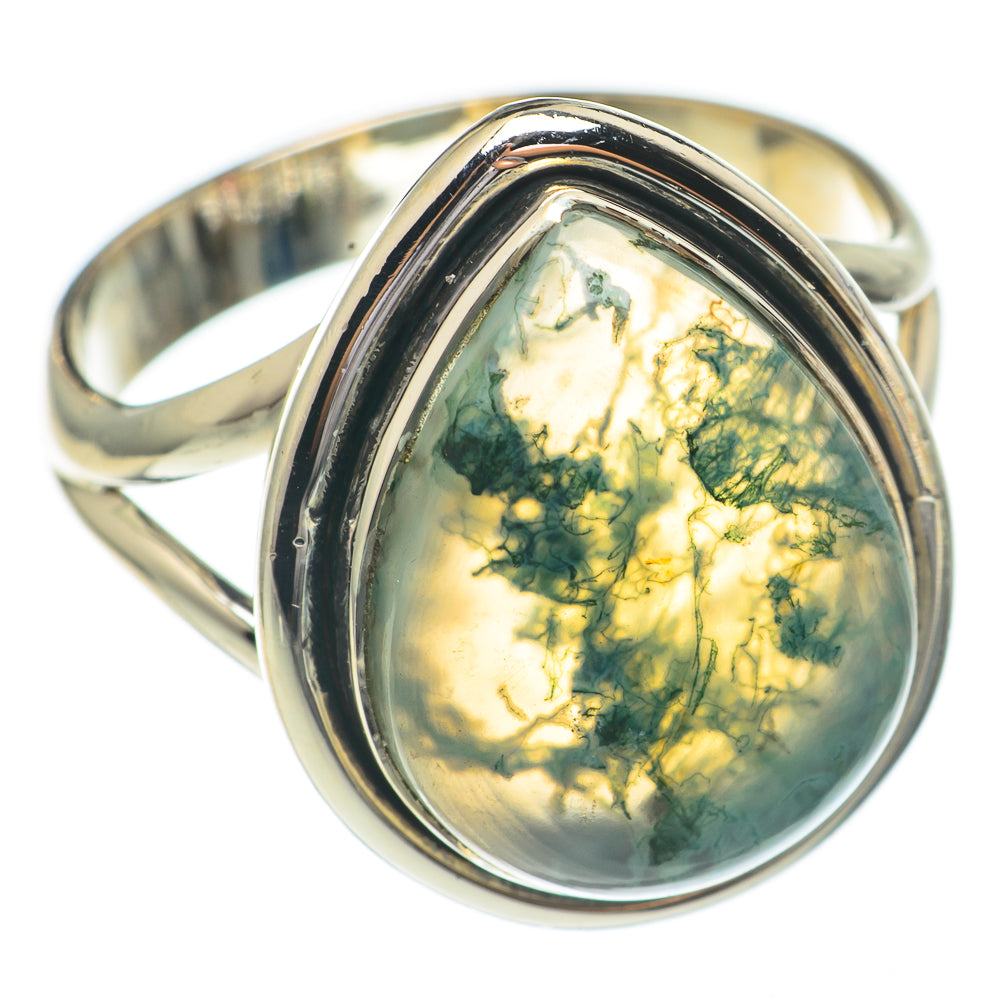 Green Moss Agate Rings handcrafted by Ana Silver Co - RING68813