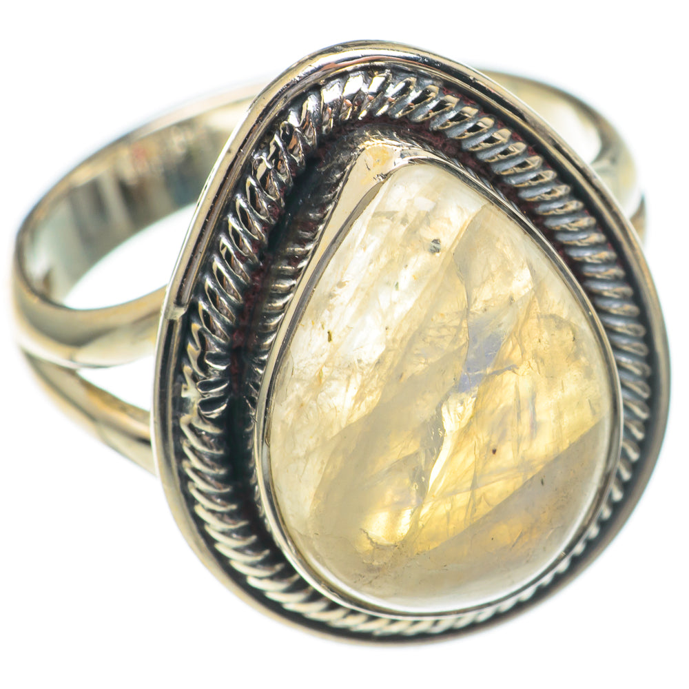Rainbow Moonstone Rings handcrafted by Ana Silver Co - RING68836