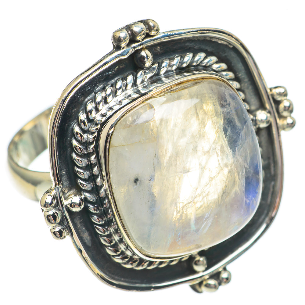 Rainbow Moonstone Rings handcrafted by Ana Silver Co - RING68864