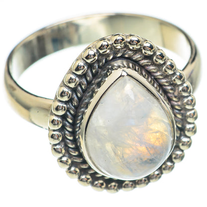 Rainbow Moonstone Rings handcrafted by Ana Silver Co - RING68865