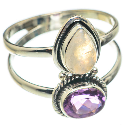 Rainbow Moonstone Rings handcrafted by Ana Silver Co - RING68891