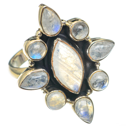 Rainbow Moonstone Rings handcrafted by Ana Silver Co - RING68900