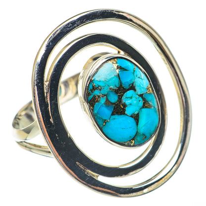 Blue Copper Composite Turquoise Rings handcrafted by Ana Silver Co - RING68930