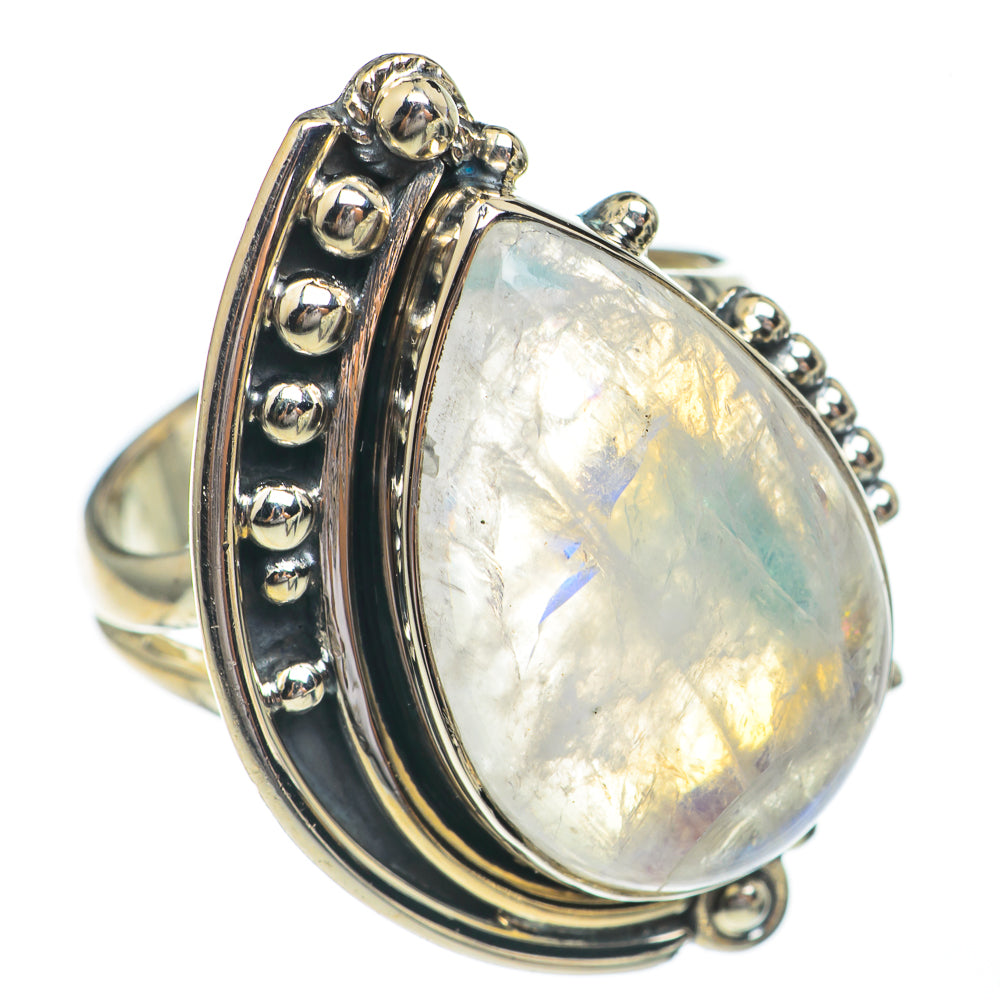 Rainbow Moonstone Rings handcrafted by Ana Silver Co - RING68947