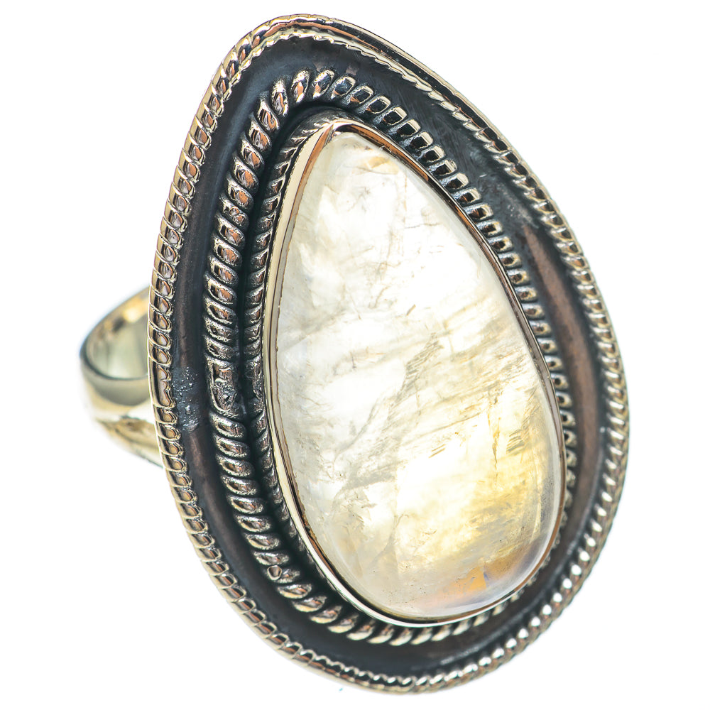 Rainbow Moonstone Rings handcrafted by Ana Silver Co - RING68980