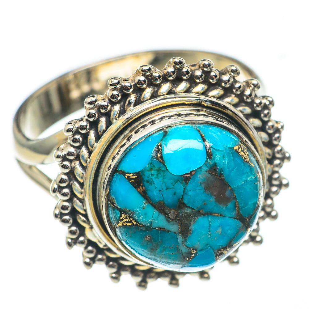 Blue Copper Composite Turquoise Rings handcrafted by Ana Silver Co - RING68987
