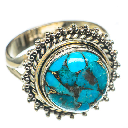 Blue Copper Composite Turquoise Rings handcrafted by Ana Silver Co - RING68987