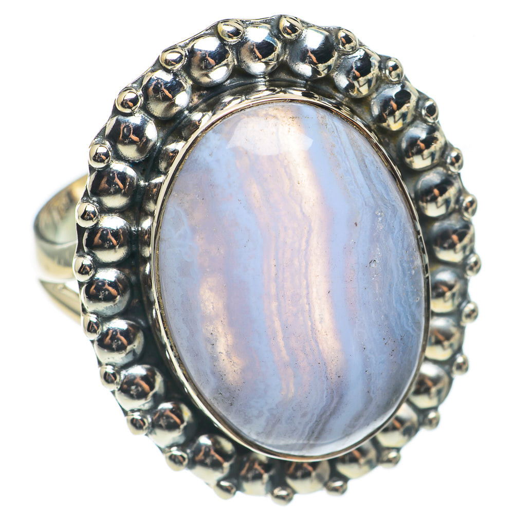 Blue Lace Agate Rings handcrafted by Ana Silver Co - RING69015
