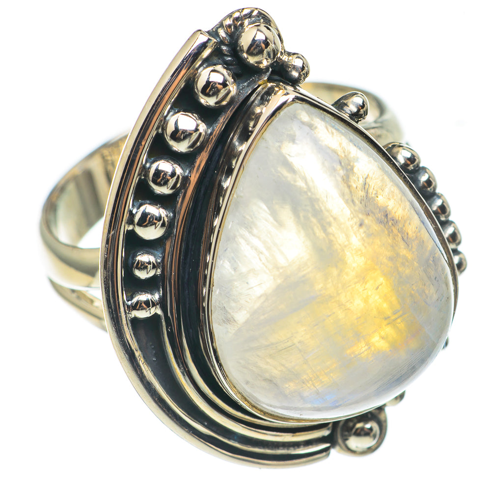 Rainbow Moonstone Rings handcrafted by Ana Silver Co - RING69017