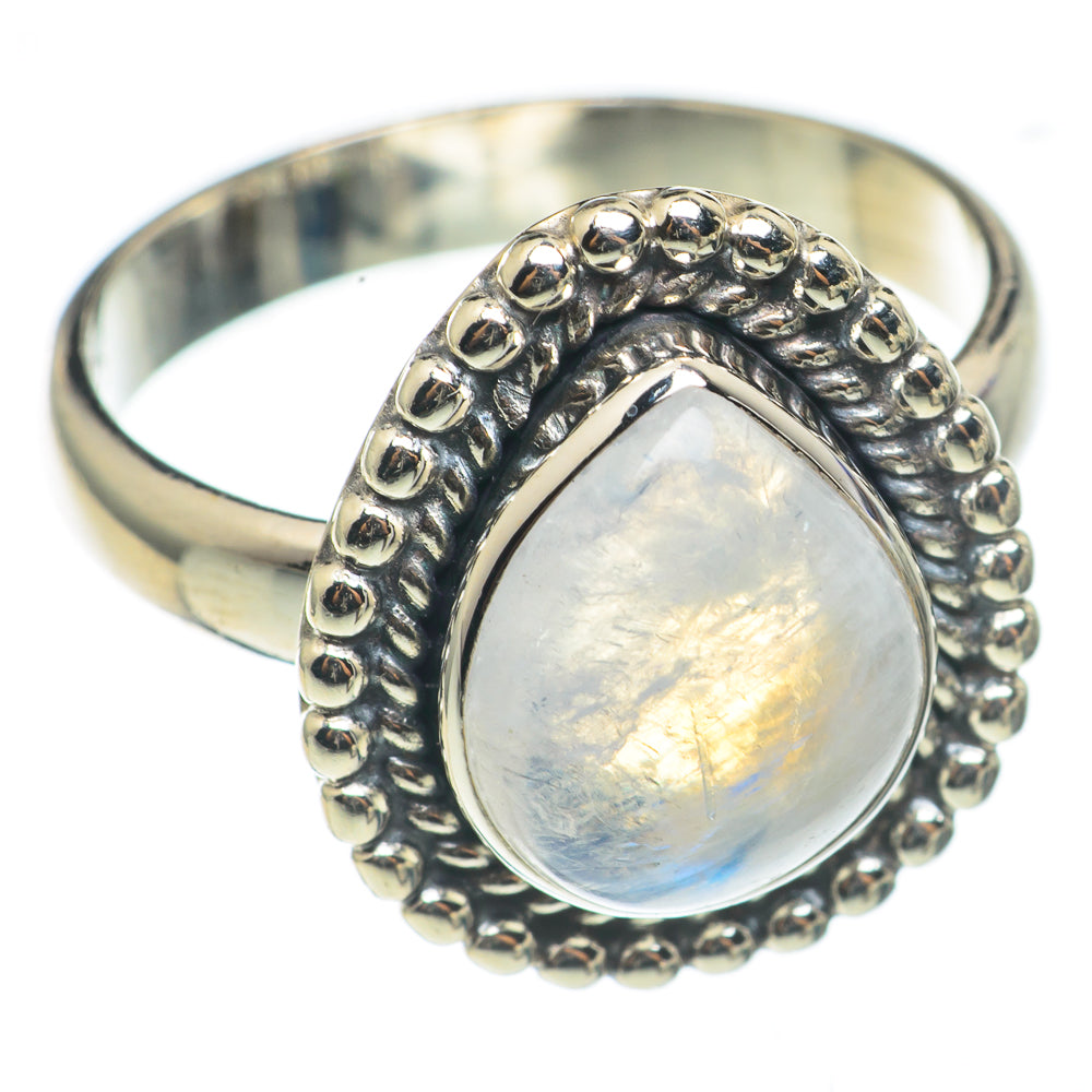 Rainbow Moonstone Rings handcrafted by Ana Silver Co - RING69019
