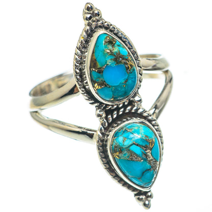Blue Copper Composite Turquoise Rings handcrafted by Ana Silver Co - RING69027