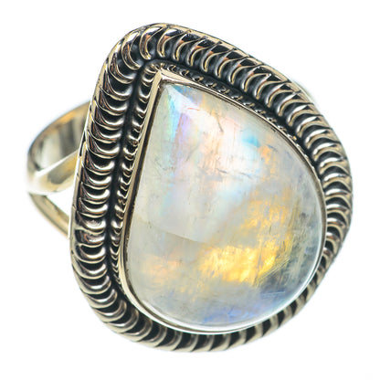 Rainbow Moonstone Rings handcrafted by Ana Silver Co - RING69051