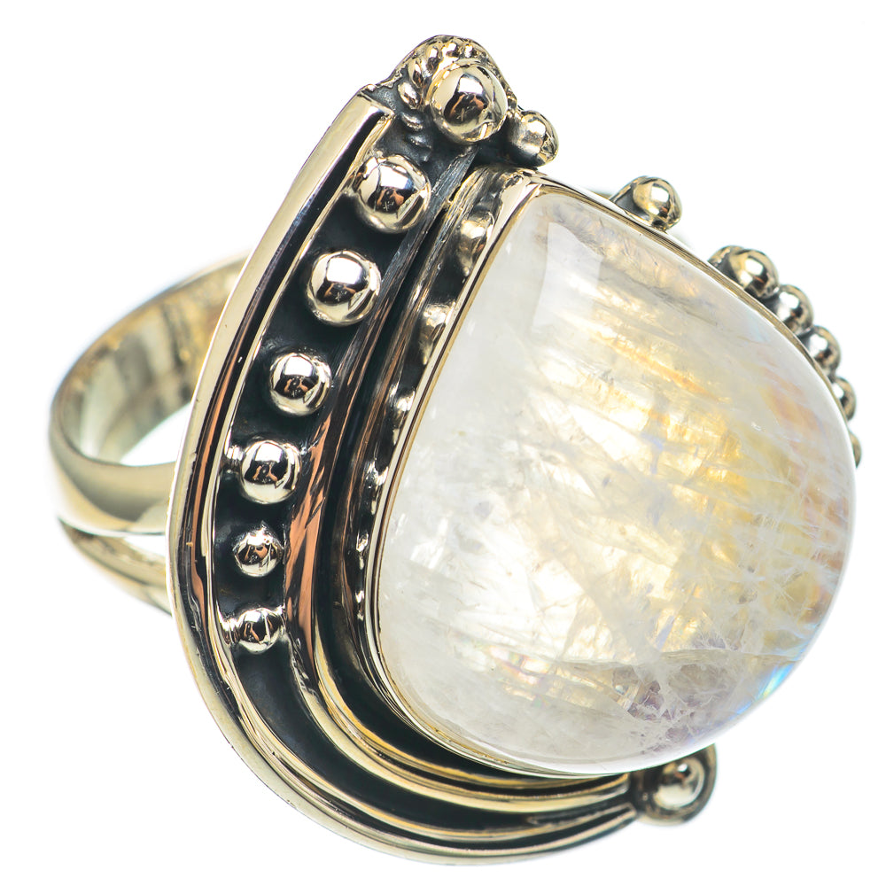Rainbow Moonstone Rings handcrafted by Ana Silver Co - RING69052