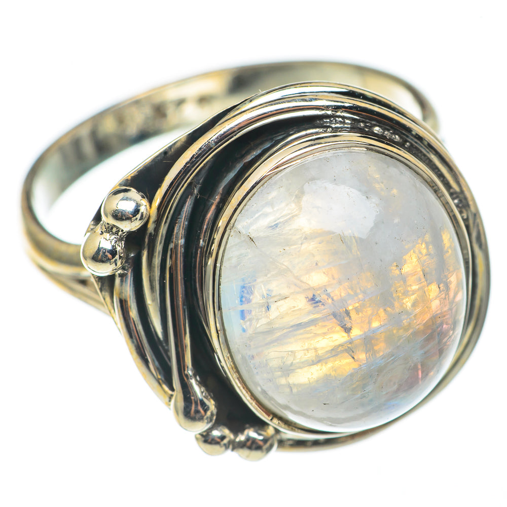 Rainbow Moonstone Rings handcrafted by Ana Silver Co - RING69055