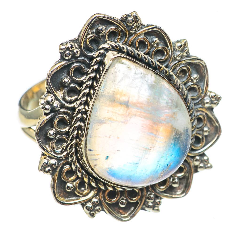 Rainbow Moonstone Rings handcrafted by Ana Silver Co - RING69122