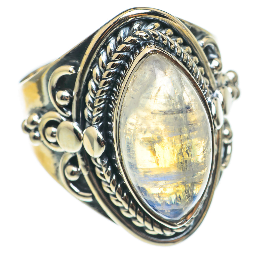 Rainbow Moonstone Rings handcrafted by Ana Silver Co - RING69125