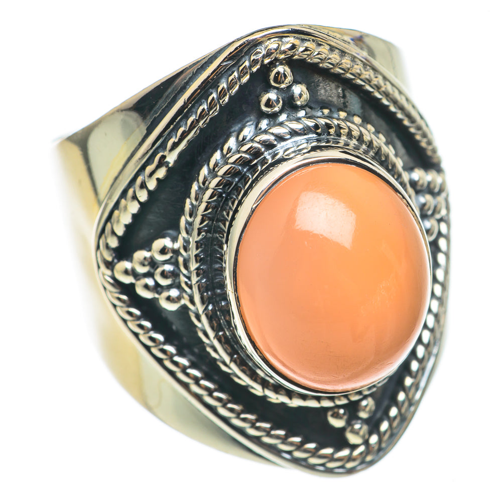 Peach Moonstone Rings handcrafted by Ana Silver Co - RING69143