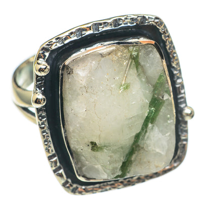 Green Tourmaline In Quartz Rings handcrafted by Ana Silver Co - RING69155