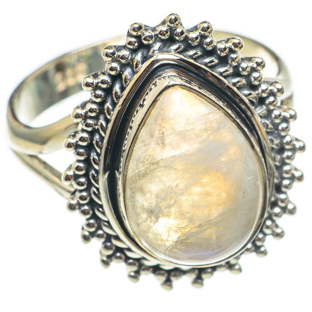 Rainbow Moonstone Rings handcrafted by Ana Silver Co - RING69156