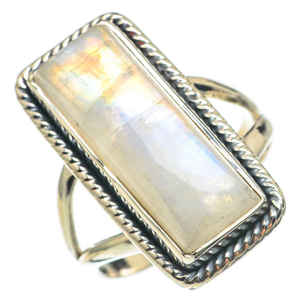 Rainbow Moonstone Rings handcrafted by Ana Silver Co - RING69159