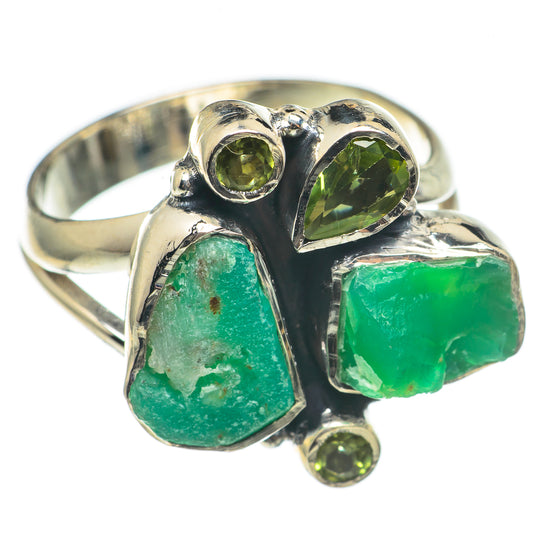 Chrysoprase, Peridot Rings handcrafted by Ana Silver Co - RING69201