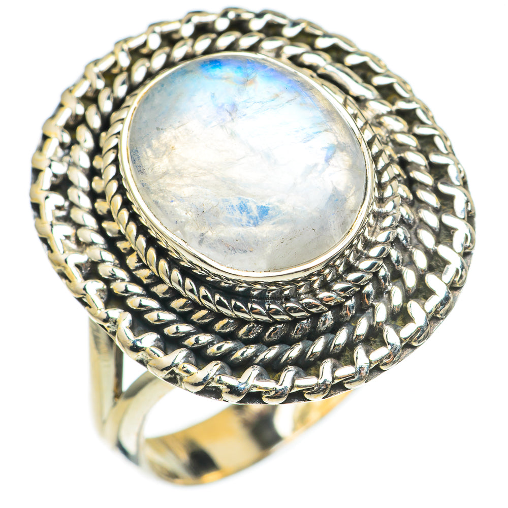 Rainbow Moonstone Rings handcrafted by Ana Silver Co - RING69218
