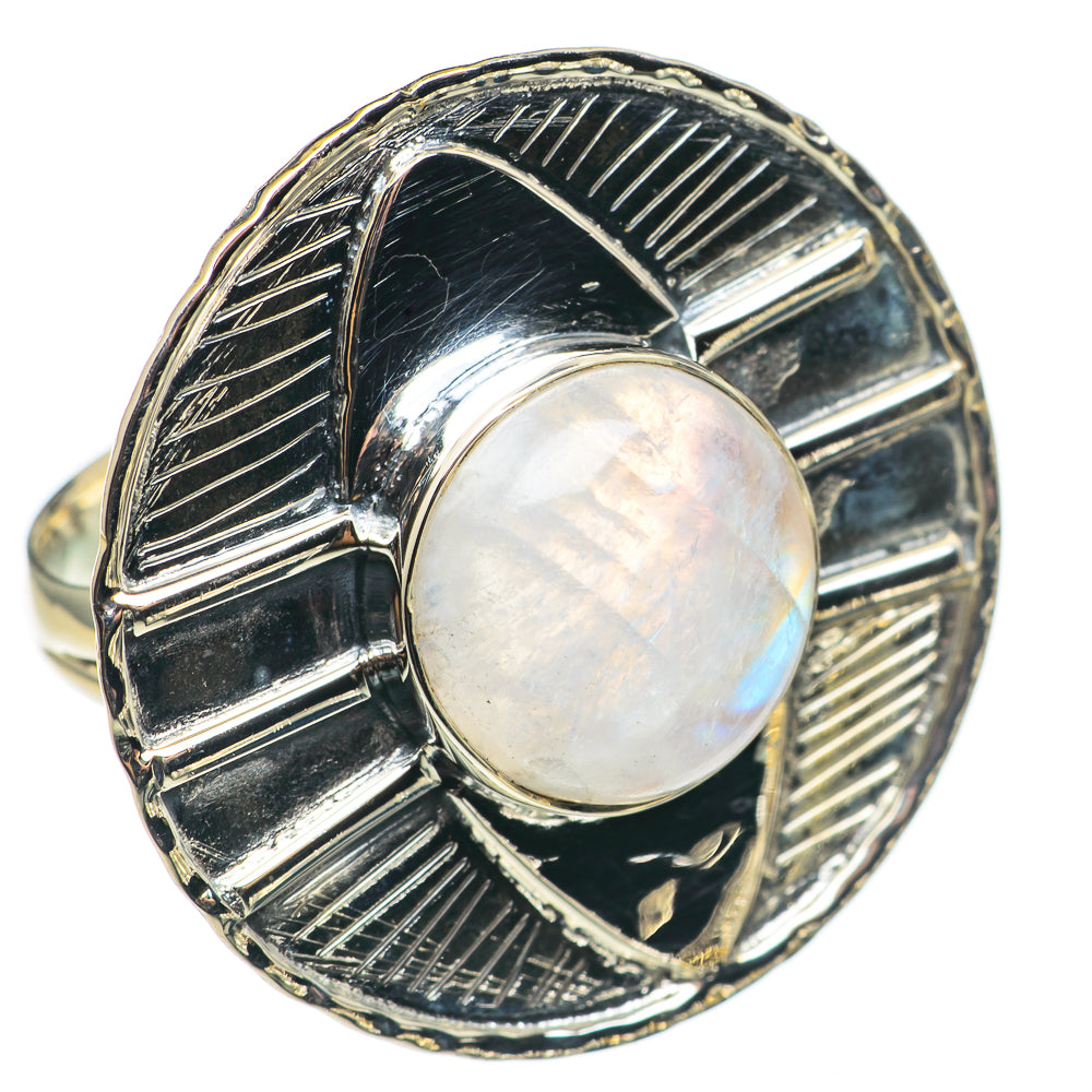 Rainbow Moonstone Rings handcrafted by Ana Silver Co - RING69252