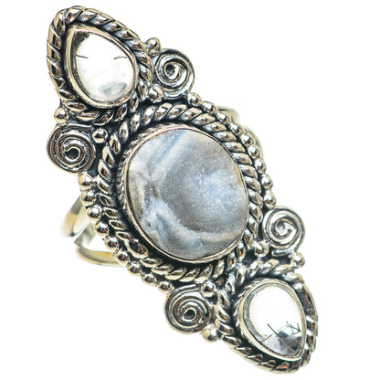 Desert Druzy, Rainbow Moonstone Rings handcrafted by Ana Silver Co - RING69261