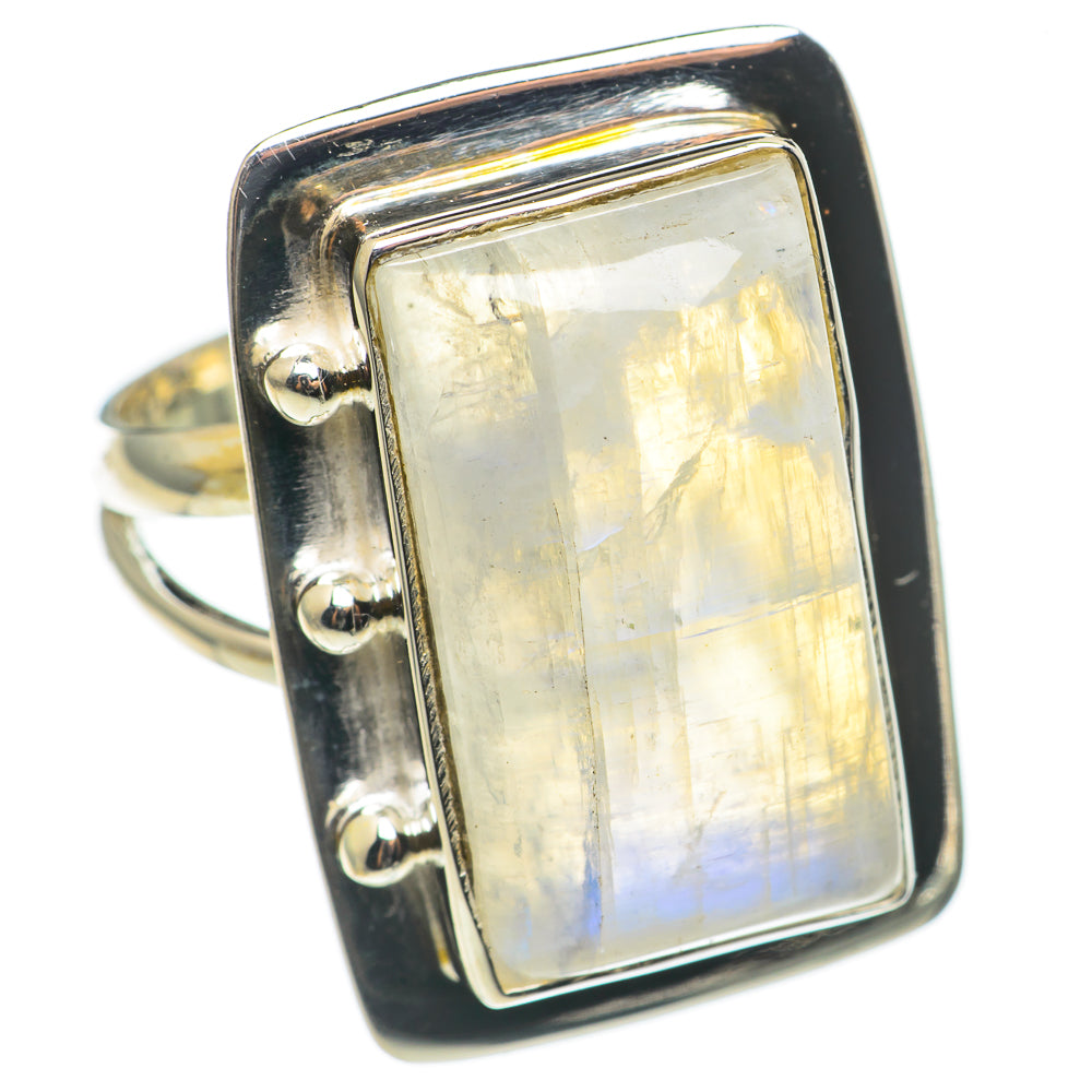 Rainbow Moonstone Rings handcrafted by Ana Silver Co - RING69284