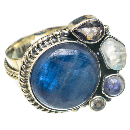 Kyanite, Tanzanite, Rainbow Moonstone Rings handcrafted by Ana Silver Co - RING69292