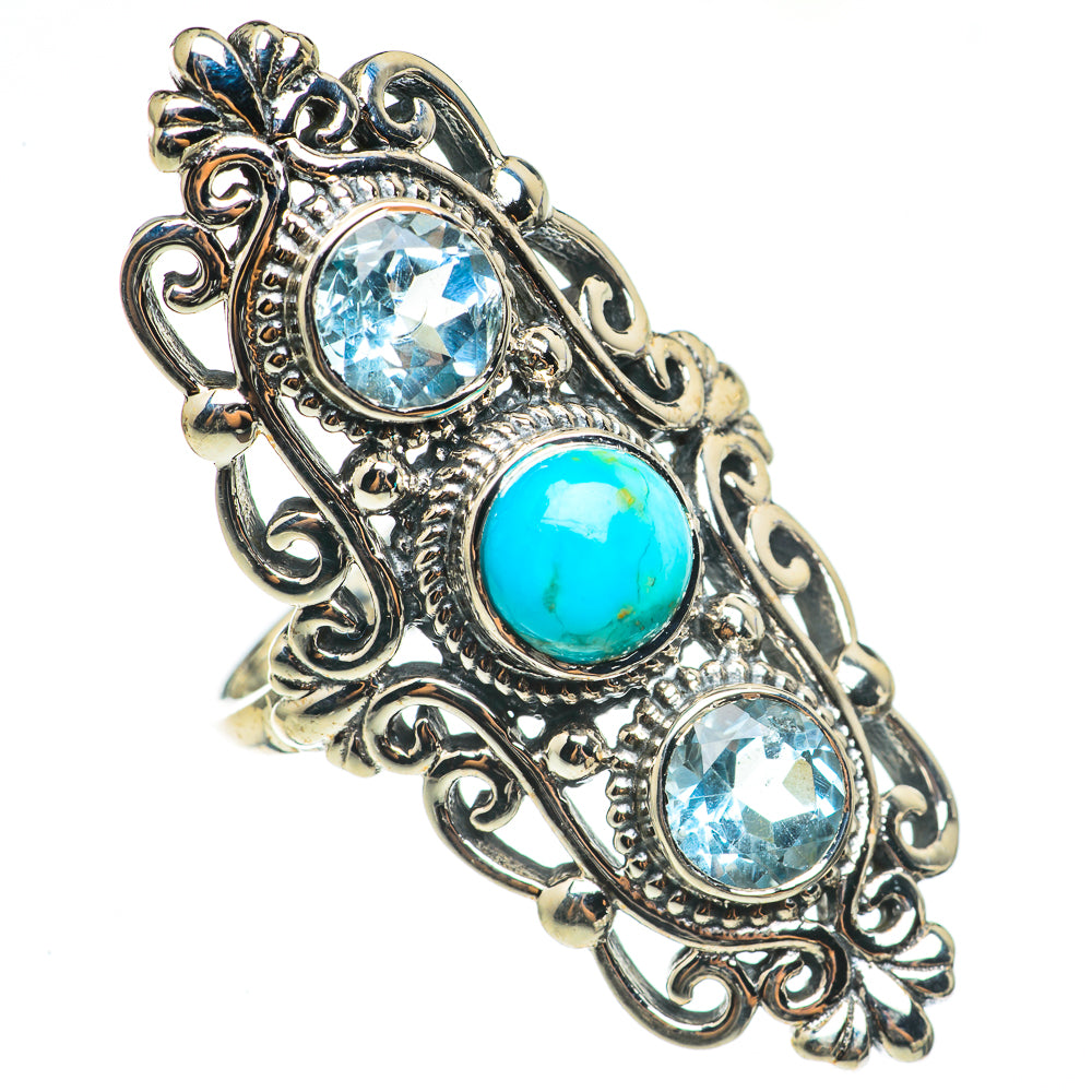Arizona Turquoise, Blue Topaz Rings handcrafted by Ana Silver Co - RING69295