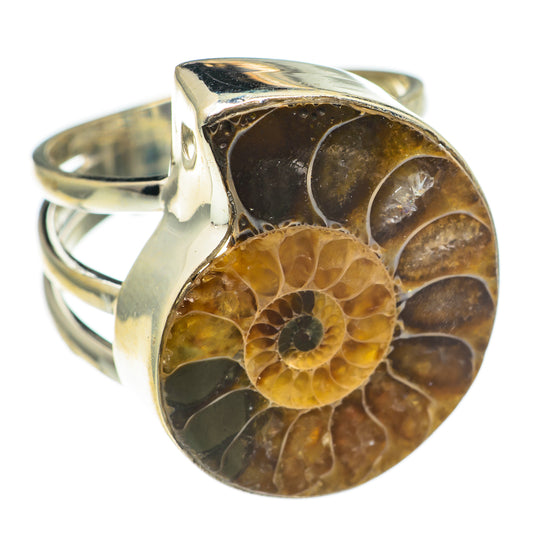 Ammonite Fossil Rings handcrafted by Ana Silver Co - RING69297
