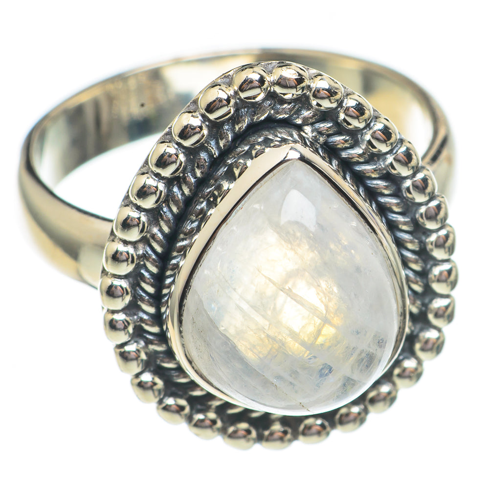 Rainbow Moonstone Rings handcrafted by Ana Silver Co - RING69328