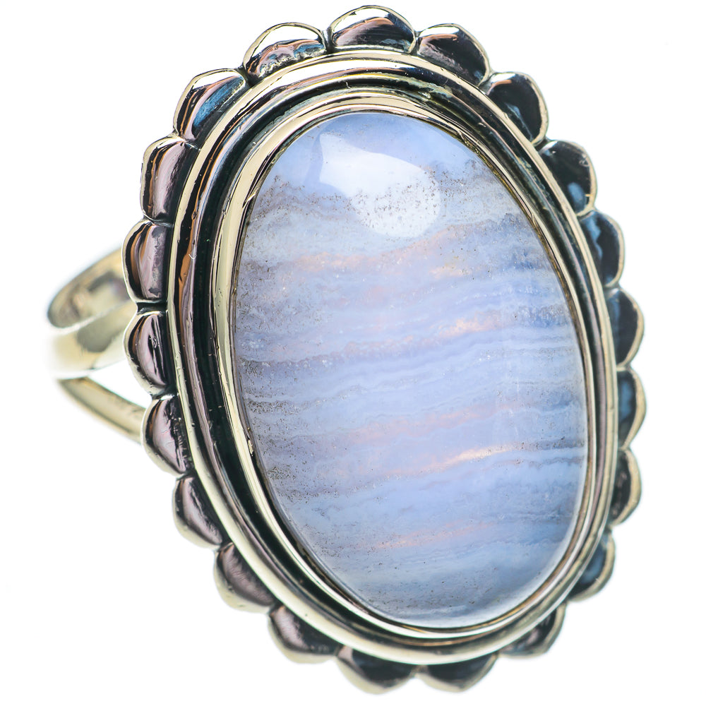 Blue Lace Agate Rings handcrafted by Ana Silver Co - RING69368