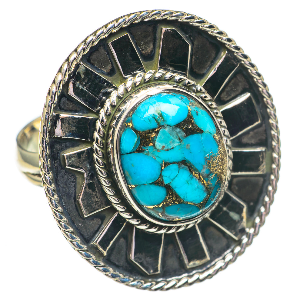 Blue Copper Composite Turquoise Rings handcrafted by Ana Silver Co - RING69380