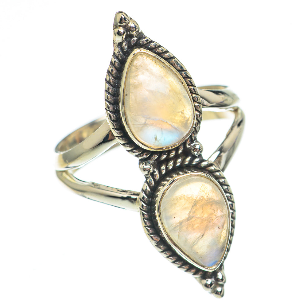Rainbow Moonstone Rings handcrafted by Ana Silver Co - RING69407