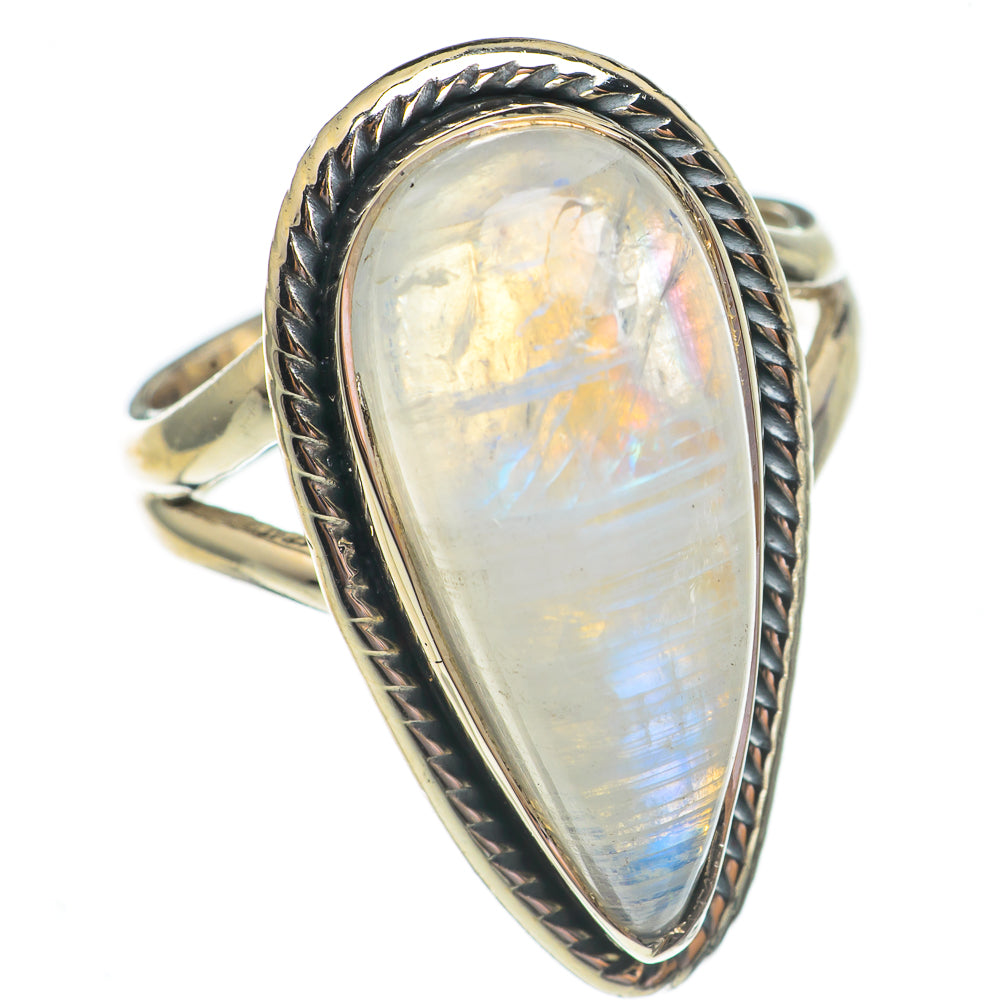 Rainbow Moonstone Rings handcrafted by Ana Silver Co - RING69442