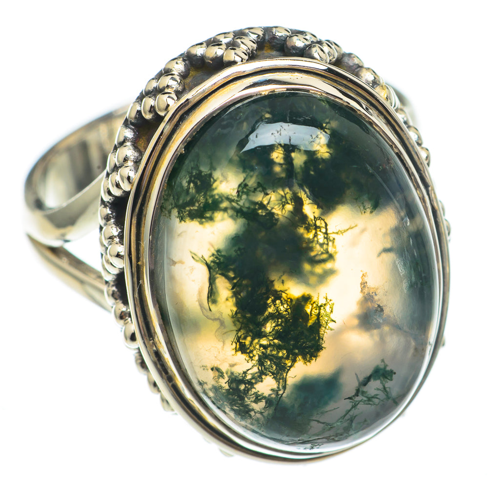 Green Moss Agate Rings handcrafted by Ana Silver Co - RING69455