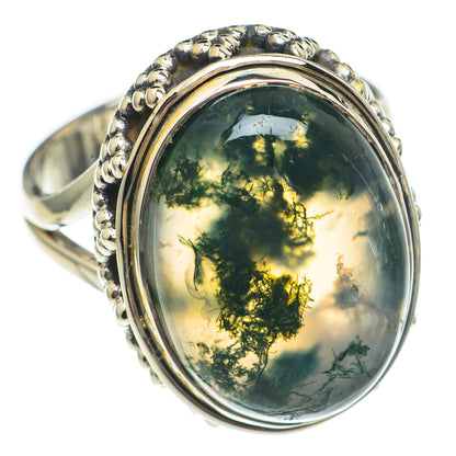 Green Moss Agate Rings handcrafted by Ana Silver Co - RING69455