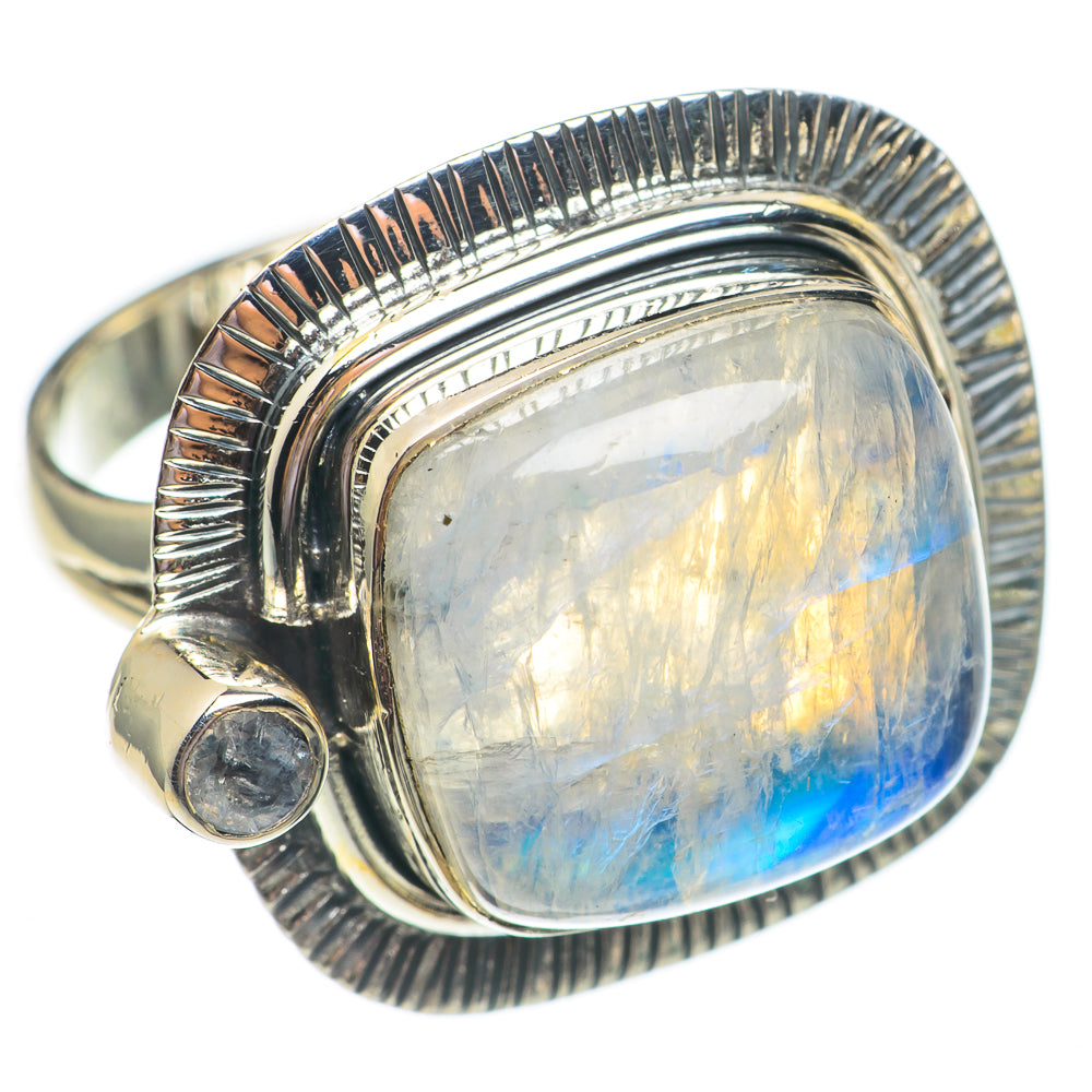 Rainbow Moonstone Rings handcrafted by Ana Silver Co - RING69479