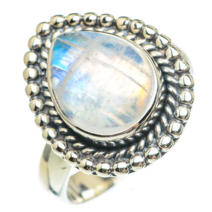 Rainbow Moonstone Rings handcrafted by Ana Silver Co - RING69544